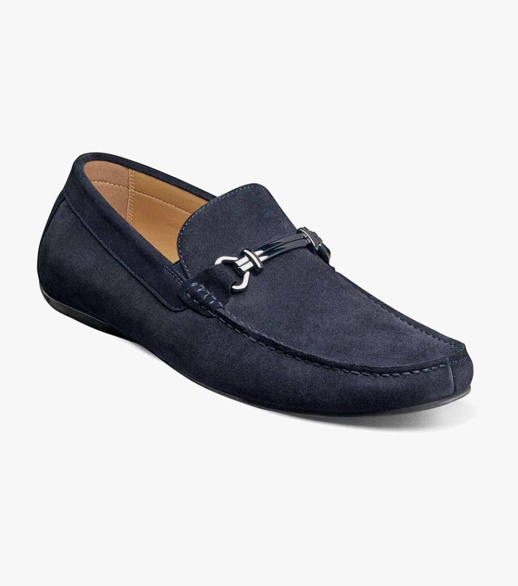 Dubino Moc Toe Bit Loafer Navy Suede | Men Florsheim Dress Shoes